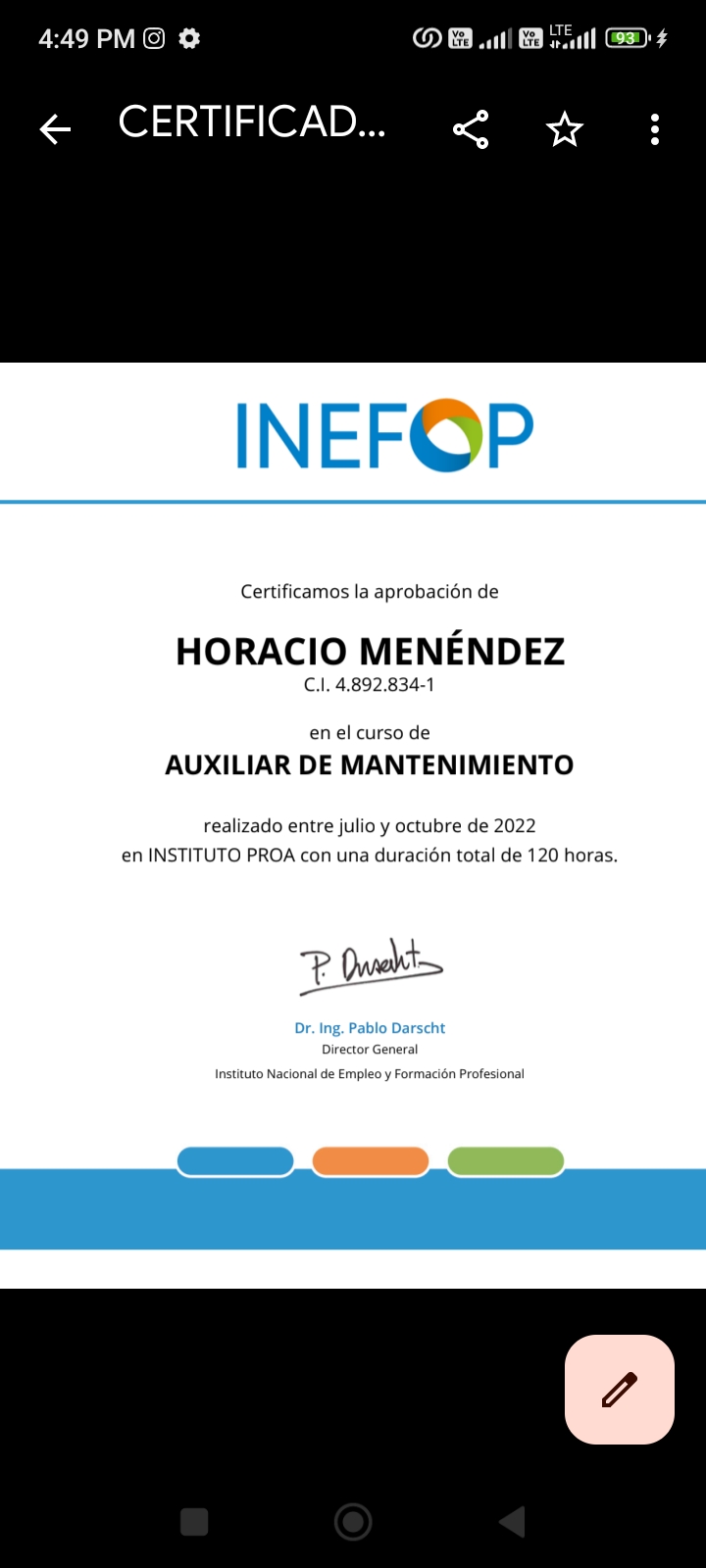 CERTIFICADO Y PUBLICIDAD